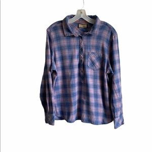Legacy Falls Large Pufferfish Plaid 1/4 Button Up Shirt